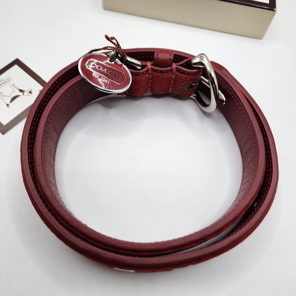 COACH XL Dog Collar Red Leather w Charm XL 22”-26”  8419 - Picture 5 of 12